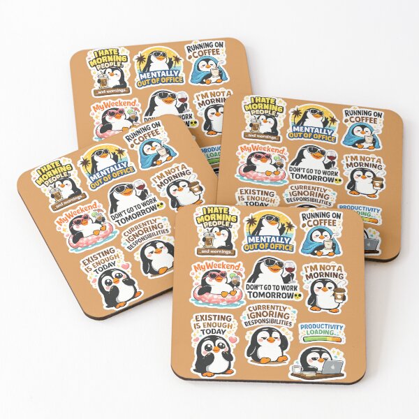 Item preview, Funny Penguin Sticker Pack – Cute Lazy Penguin Memes, Coffee Lover, Work Humor, Productivity Loading, Mentally Out of Office, Waterproof Vinyl Sticker designed and sold by sumodesign.