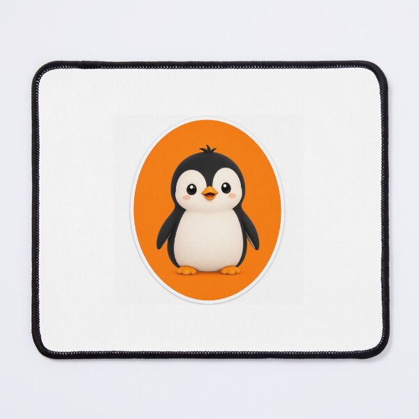 Item preview, Cute Penguin Oval Sticker | Orange Kawaii Penguin Badge | Minimal Cartoon Animal Sticker designed and sold by Cozy Art Studio.