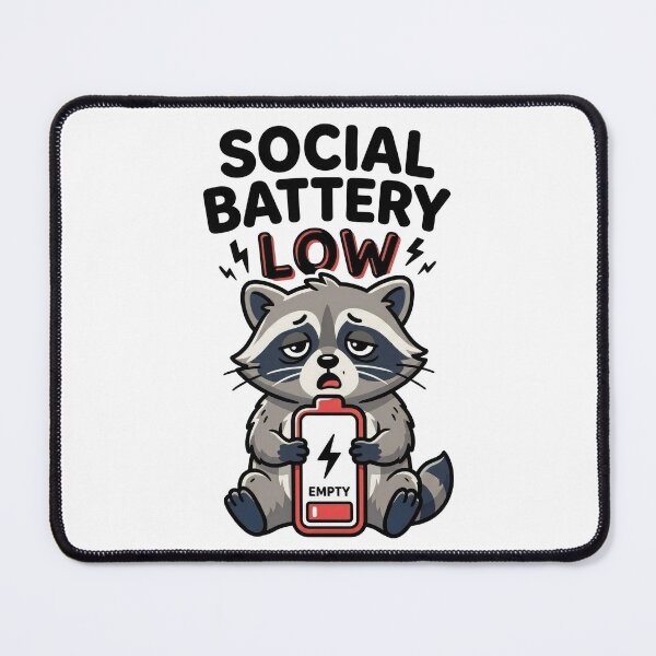 Item preview, Social Battery Low Raccoon Funny Introvert Meme | Cute Burnout Animal Design designed and sold by PlumArtDesign.