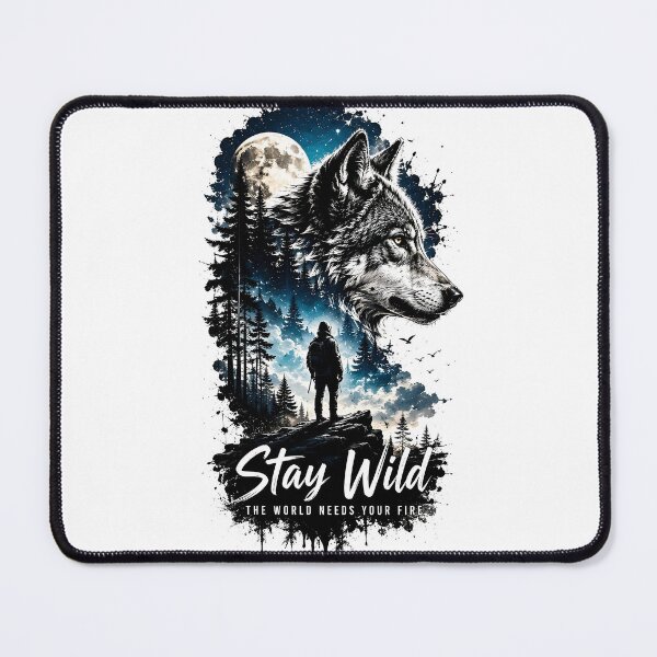 Item preview, Wolf Moon Stay Wild Illustration designed and sold by Amr Siam.
