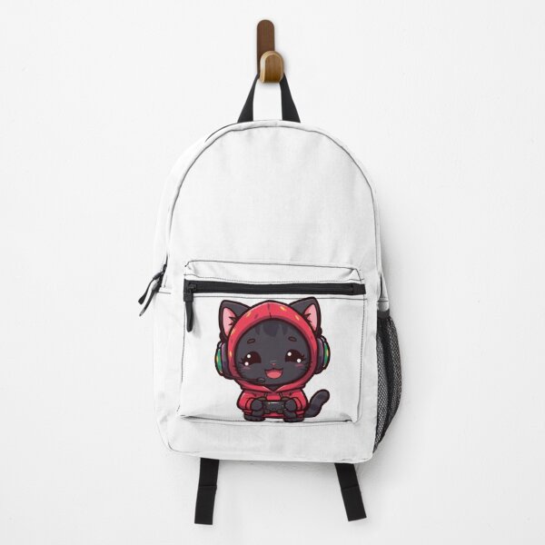 Item preview, Cute Black Gamer Cat in Strawberry Hoodie Kawaii Gaming Sticker designed and sold by Stylestickers55.