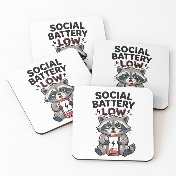 Item preview, Social Battery Low Raccoon Funny Introvert Meme | Cute Burnout Animal Design designed and sold by PlumArtDesign.