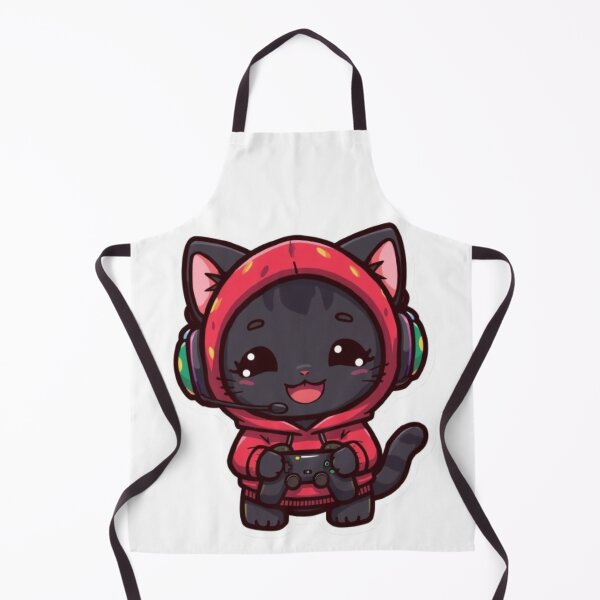 Item preview, Cute Black Gamer Cat in Strawberry Hoodie Kawaii Gaming Sticker designed and sold by Stylestickers55.