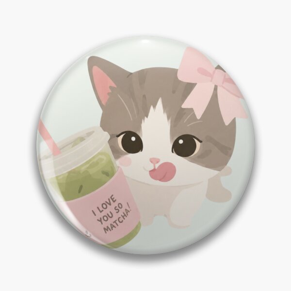Item preview, Matcha Cat Sticker – Kawaii Funny Cat Drinking Matcha designed and sold by Art Fly.