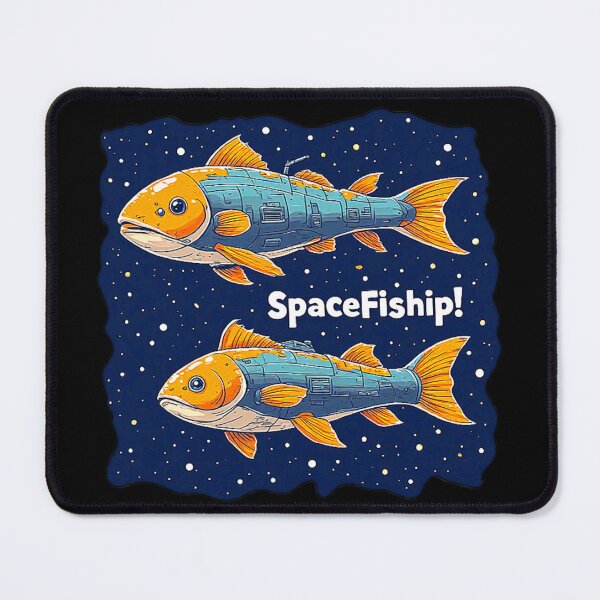 Item preview, Two funny sci-fi fish-shaped spaceships in the space "SpaceFiship!" designed and sold by Giulivo Store Graphic.