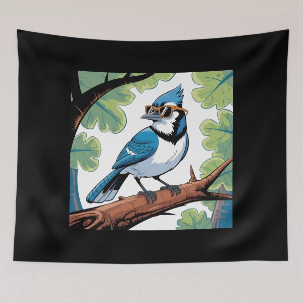 Item preview, Cool Blue Jay Wearing Sunglasses On Branch designed and sold by DariaOltes.