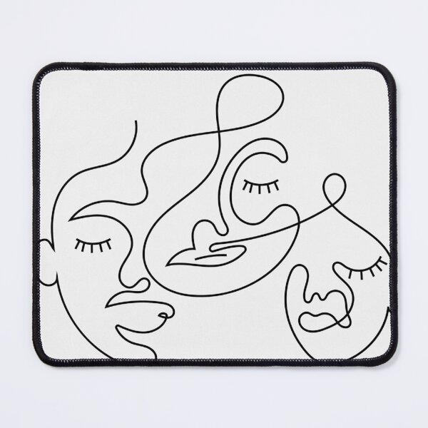 Item preview, Three Faces Continuous Line Art – Minimalist Abstract Face Drawing designed and sold by BuckaBaby.