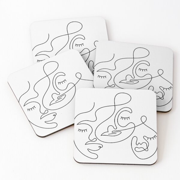 Item preview, Three Faces Continuous Line Art – Minimalist Abstract Face Drawing designed and sold by BuckaBaby.
