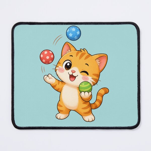 Item preview, Cute Juggling Cat Cartoon Juggling Colorful Balls designed and sold by Seculinator.