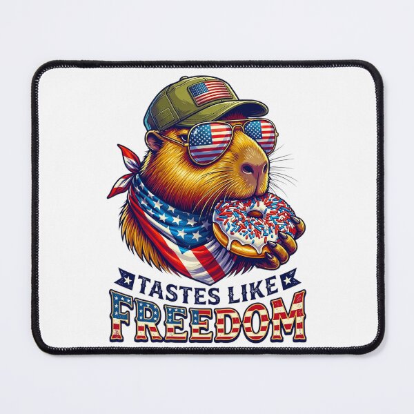 Item preview, Patriotic Capybara Eating Donut designed and sold by EfiKrios.