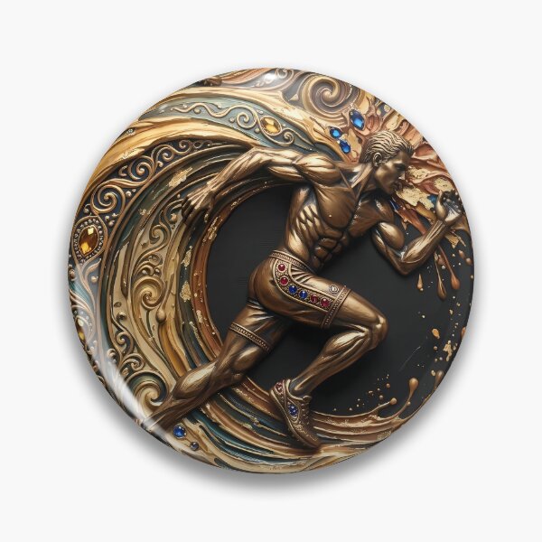 Item preview, Golden Sprinter - Mythical Runner & Luxury Palette Knife Sports Art designed and sold by SupernovaNote.