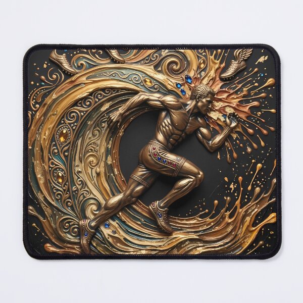 Item preview, Golden Sprinter - Mythical Runner & Luxury Palette Knife Sports Art designed and sold by SupernovaNote.