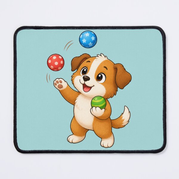 Item preview, Cute Juggling Dog Juggling Colorful Balls Cartoon designed and sold by Seculinator.