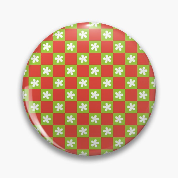 Item preview, Yellow green & cinnabar checkered with flowers designed and sold by Mint + Midnight.