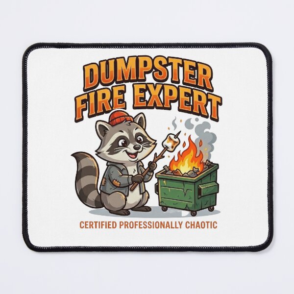 Item preview, Dumpster Fire Expert Funny Raccoon Trash Panda Certified Professionally Chaotic T-Shirt designed and sold by PlumArtDesign.