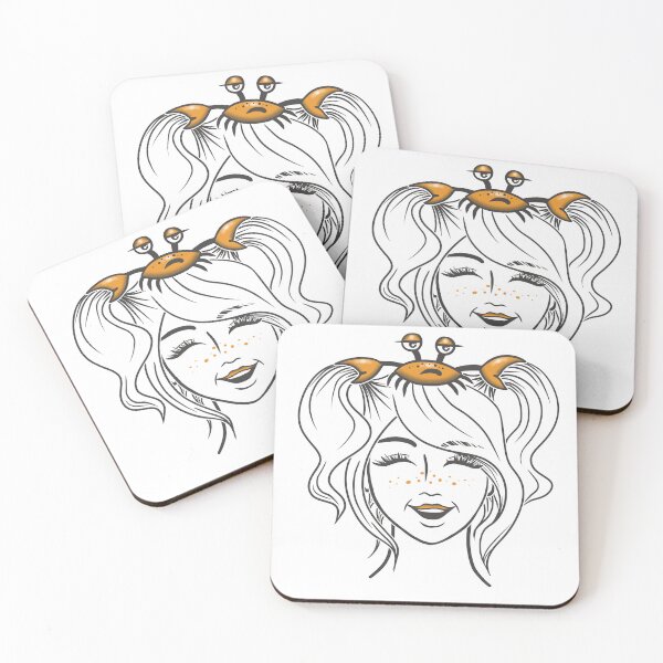 Item preview, Cute Girl Crab Line Art Illustration, Minimal Kawaii Ocean Artwork designed and sold by Samaya-.