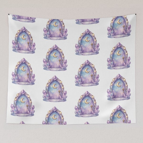 Item preview, Crystal Moon Door Sticker | Celestial Fantasy Decor designed and sold by AillustriaAK.