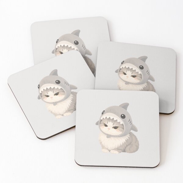 Item preview, Cute Shark Cat Sticker – Funny Kawaii Cat in Shark Hoodie designed and sold by Art Fly.