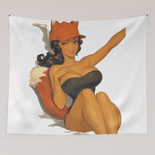 Item preview, Retro Fox Girl Pinup – Vintage Cartoon Inspired Glamour Art designed and sold by Cosplayvintage.