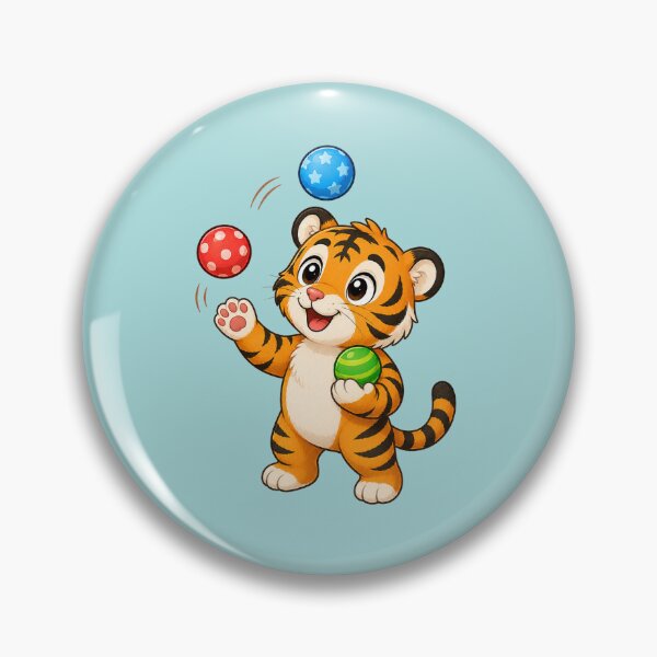 Item preview, Cute Juggling Tiger Juggling Colorful Balls Cartoon designed and sold by Seculinator.