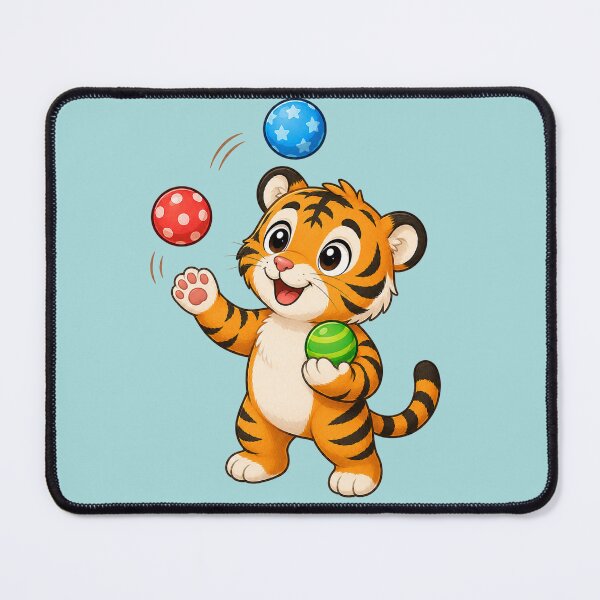 Item preview, Cute Juggling Tiger Juggling Colorful Balls Cartoon designed and sold by Seculinator.