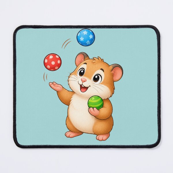 Item preview, Cute Juggling Hamster Juggling Colorful Balls Cartoon designed and sold by Seculinator.