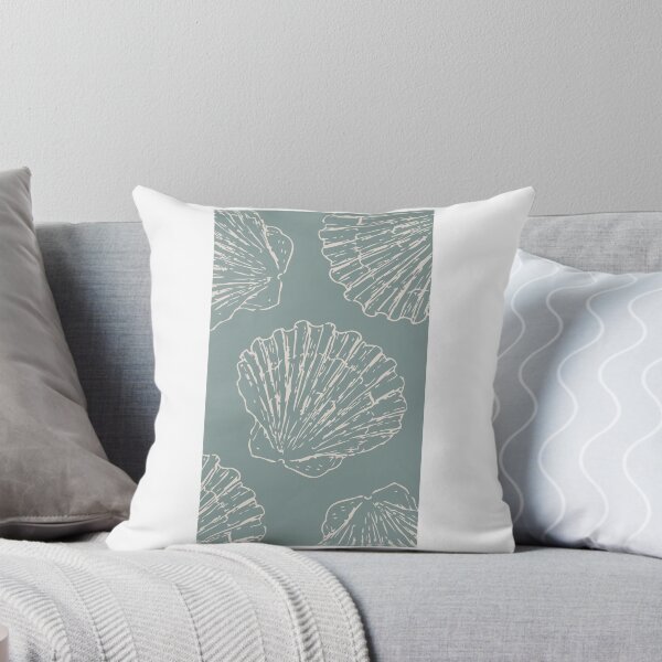 Item preview, Ocean Seashell Linocut Coastal Pattern Teal designed and sold by SarvynStudio.