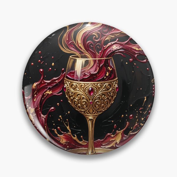 Item preview, Luxury Red Wine Splash - Golden Ornate Glass & Impasto Oil Painting designed and sold by SupernovaNote.