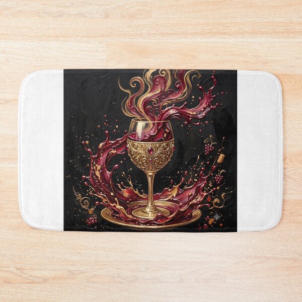 Item preview, Luxury Red Wine Splash - Golden Ornate Glass & Impasto Oil Painting designed and sold by SupernovaNote.