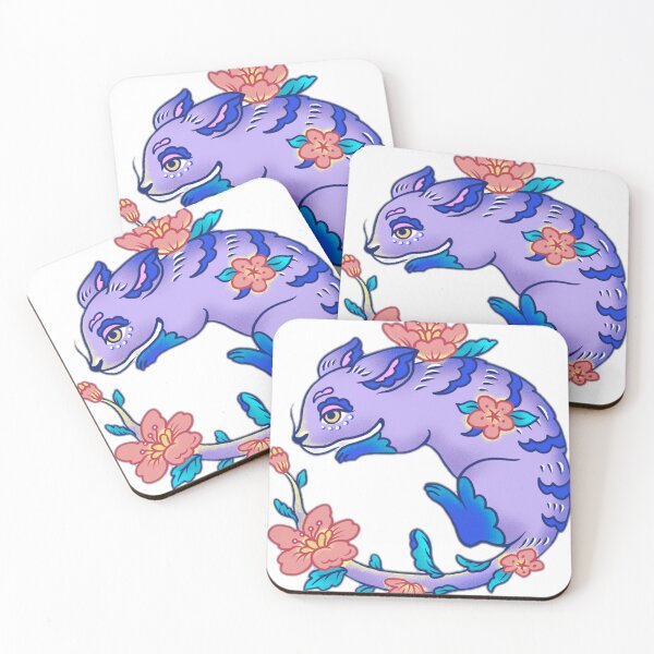 Item preview, Cute Purple Cat with Floral Accents designed and sold by DailyDoodlesBySumbul.