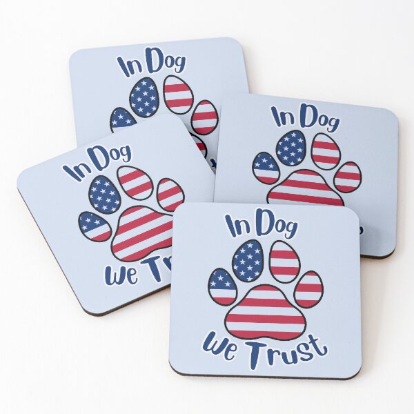 Item preview, In DOG we trust flag paw print (blue) designed and sold by Doodles Down South.