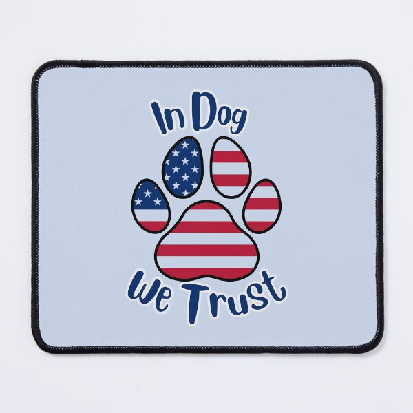 Item preview, In DOG we trust flag paw print (blue) designed and sold by Doodles Down South.