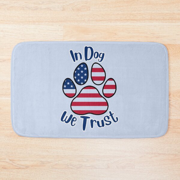Item preview, In DOG we trust flag paw print (blue) designed and sold by Doodles Down South.