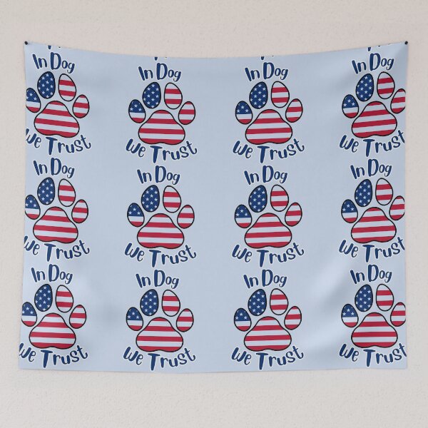 Item preview, In DOG we trust flag paw print (blue) designed and sold by Doodles Down South.