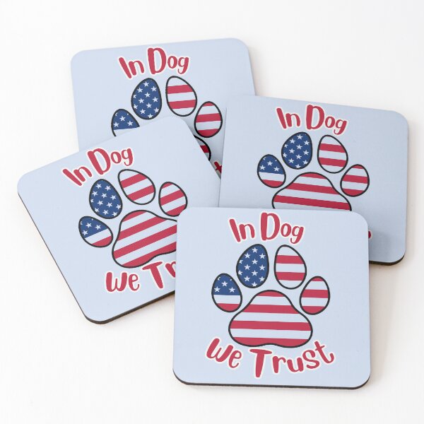 Item preview, In DOG we trust flag paw print (red) designed and sold by Doodles Down South.