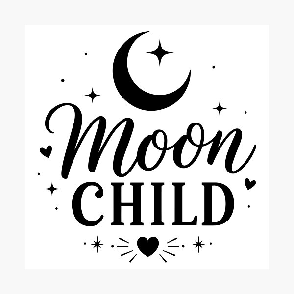 Item preview, Moon Child Celestial Typography – Crescent Moon and Stars Boho Design designed and sold by PnrArtDesign.