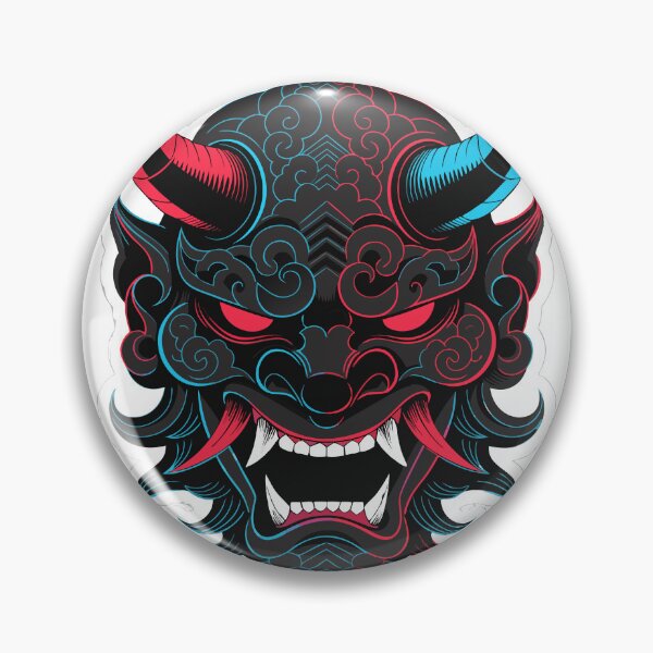 Item preview, Japanese Oni Mask Neon Style Sticker designed and sold by inkfusionhub99.