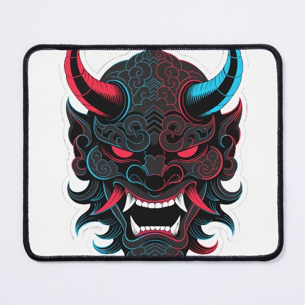 Item preview, Japanese Oni Mask Neon Style Sticker designed and sold by inkfusionhub99.