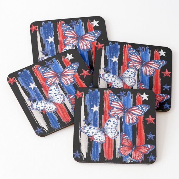 Item preview, Patriotic Watercolor Butterflies with Red White and Blue Stars designed and sold by DariaOltes.