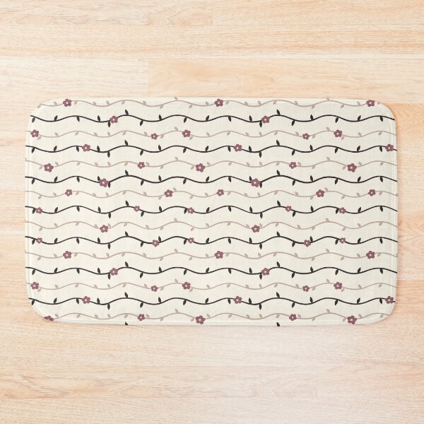 Aperçu de l'œuvre Rayures botaniques de vigne grimpante – Motif floral mauve taupe anthracite sur fond crème créée et vendue par Abbdabbs.