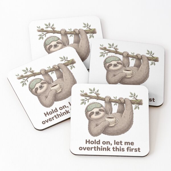 Item preview, Hold On Let Me Overthink This First Shirt | Funny Sloth Coffee Graphic Tee designed and sold by DmaarGroup.