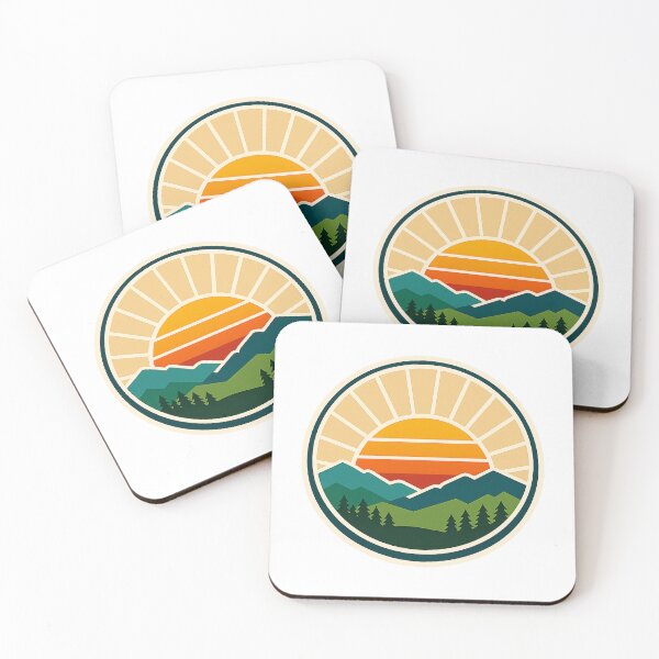 Item preview, Retro Mountain Sunset Pine Trees Hiking Nature designed and sold by eignvalue.