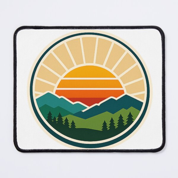 Item preview, Retro Mountain Sunset Pine Trees Hiking Nature designed and sold by eignvalue.