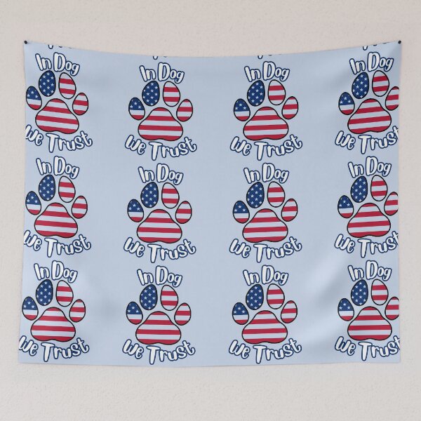 Item preview, In DOG we trust flag paw print (white/blue) designed and sold by Doodles Down South.