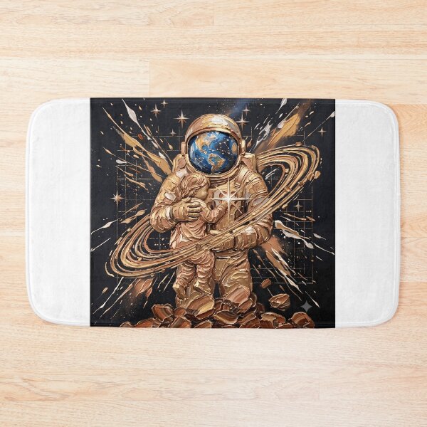 Item preview, Cosmic Fatherhood - Golden Astronaut & Child Embrace Impasto Space Art designed and sold by SupernovaNote.