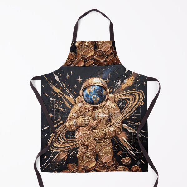 Item preview, Cosmic Fatherhood - Golden Astronaut & Child Embrace Impasto Space Art designed and sold by SupernovaNote.