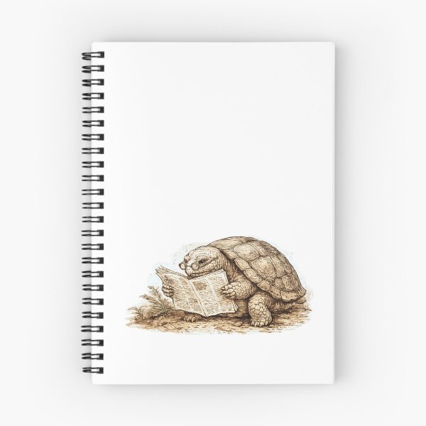 Item preview, Old Tortoise in Spectacles Reading Newspaper – British Editorial Beatrix Potter Sepia Teal Illustration designed and sold by OnPointOutfits.