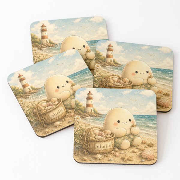 Item preview, Olvi Collects Seashells | Cozy Coastal Cottagecore Illustration designed and sold by BarelySorted.