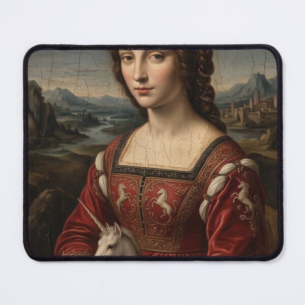 Item preview, Renaissance Lady with Unicorn Oil Painting Fine Art designed and sold by Plumcharmeurs.