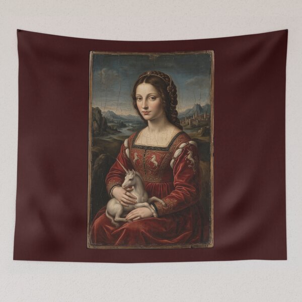 Item preview, Renaissance Lady with Unicorn Oil Painting Fine Art designed and sold by Plumcharmeurs.